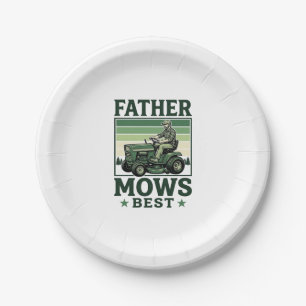 Father Mows Best Vintage Lawn Mower Shirt Design_1 Paper Plate