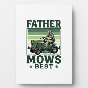 Father Mows Best Vintage Lawn Mower Shirt Design_1 Plaque