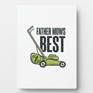 Father Mows Best Vintage Lawn Mower Shirt Design_1 Plaque
