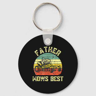 Father Mows Funny Fathers Day Dad Jokes Lawn Mowin Keychain