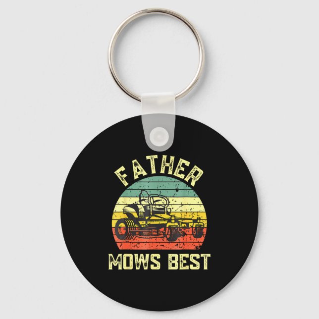 Father Mows Funny Fathers Day Dad Jokes Lawn Mowin Keychain (Front)