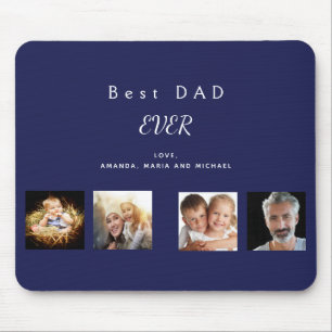 Father navy blue photo collage mouse pad