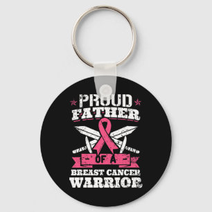 Father Of Breast Cancer Warrior Pink Awareness Rib Keychain