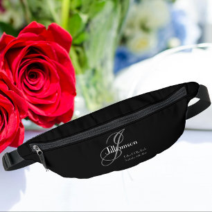 Father Of Bride Gift Classic Monogram Cool Black Fanny Pack