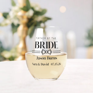 Father of Bride Stemless Wine Glass