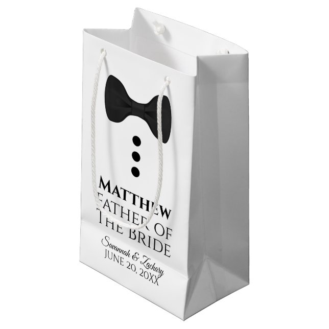Father of Bride Wedding Gift Bag Black Tie Small (Front Angled)
