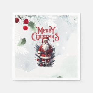 Father of Christmas Santa Claus Christmas Tree  Napkin