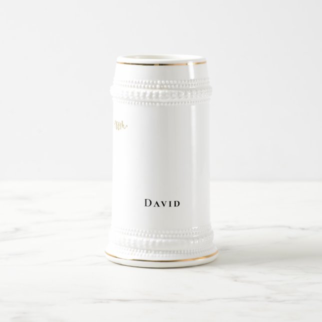 Father of Groom Gift Name Black Gold Typography Beer Stein (Center)