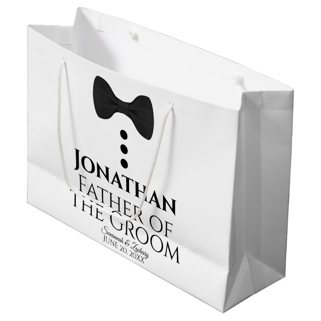 Father of Groom Wedding Gift Bag Black Tie Large (Front Angled)