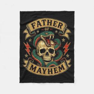 Father Of Mayhem Men Dad Funny Fathers Day Fleece Blanket