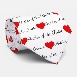 Father of the Bride B&W Red Hearts Neck Tie