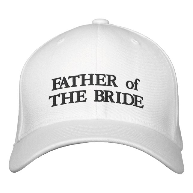 Father of the Bride black white elegant wedding Embroidered Hat (Front)