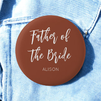 Father of the Bride Brown White Wedding 2 Inch Round Button