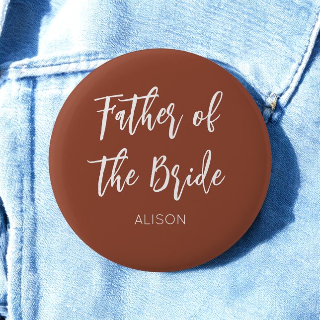 Father of the Bride Brown White Wedding 2 Inch Round Button (Creator Uploaded)