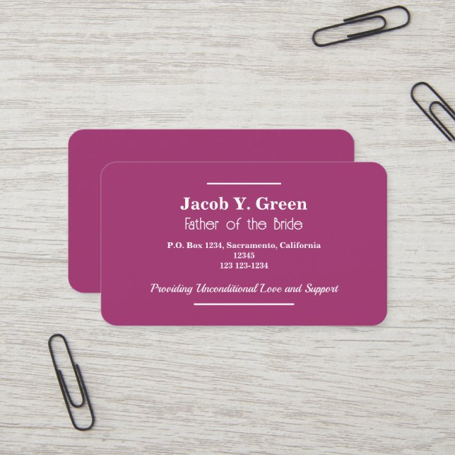 Father of the Bride Business Card (Front/Back In Situ)