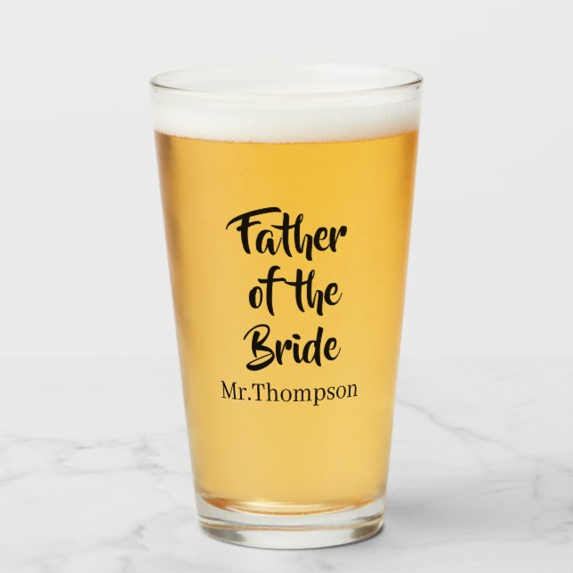 Father of the Bride Custom Wedding Parent Gift Glass (Front Filled)
