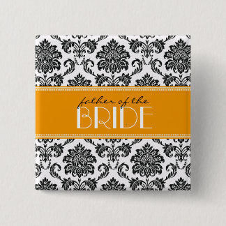 Father Of The Bride Damask Button in Orange