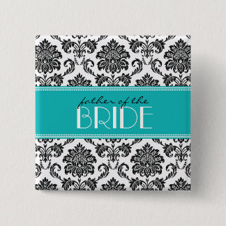 Father Of The Bride Damask Button in Teal