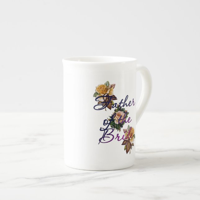 Father Of The Bride Floral Bone China Mug (Front Right)