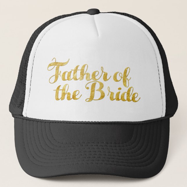 Father of the bride gold trucker hat (Front)