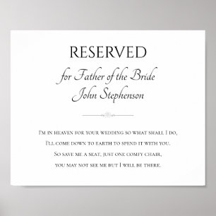 Father of the Bride I'm In Heaven For Your Wedding Poster