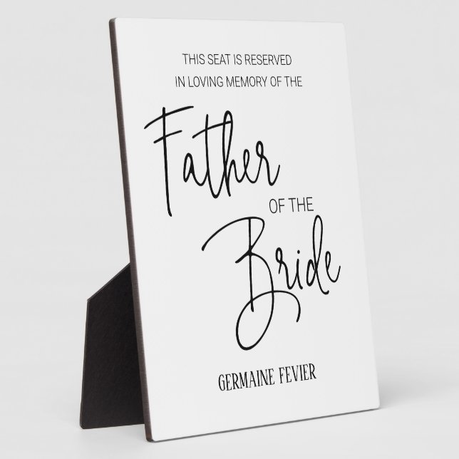 Father of the Bride Memorial Chair Wedding Plaque (Side)