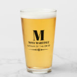 Father of the Bride Monogram Wedding Beer Glass<br><div class="desc">Bold monogram design places a capital letter and name above the title groomsman. Easy to customize.</div>