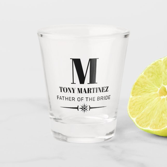 Father of the Bride Monogram Wedding  Shot Glass (Front)