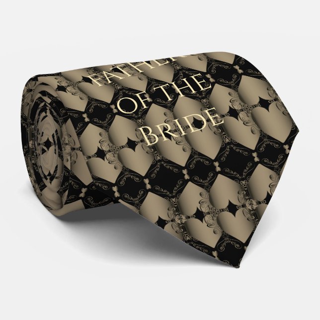 Father of the Bride Old Gold Steampunk Wedding Tie (Rolled)