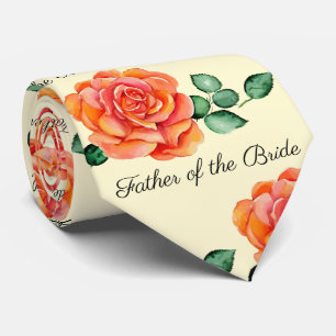 Father of the Bride Peach Roses Neck Tie