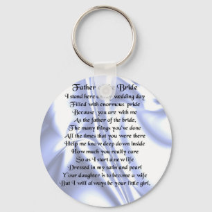 Father of the Bride Poem - Blue Silk Keychain