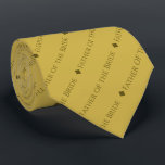 Father of the Bride Repeating Text Stylish Gold Tie<br><div class="desc">This neck tie is the perfect accessory for the father of the bride at your wedding. It features a gold background and a simple yet elegant repeating text design with the word "Father of the Bride" written in a sophisticated all capital font. There are small diamonds separating the text, giving...</div>