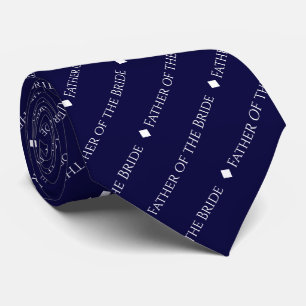 Father of the Bride Tiled White Text on Navy Blue Tie