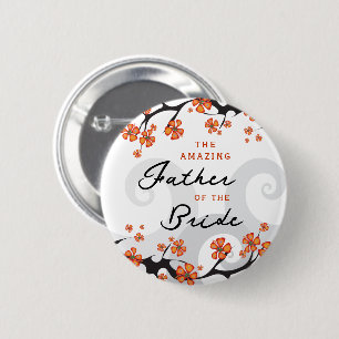 FATHER OF THE BRIDE Tropical Flowers Swirl Wedding 2 Inch Round Button