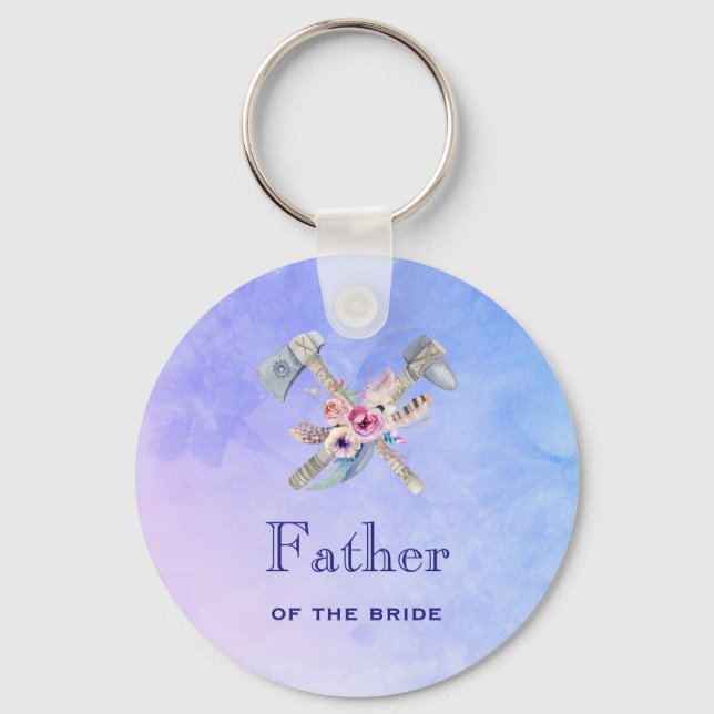 Father of the bride Watercolor Tomahawk Keychain (Front)