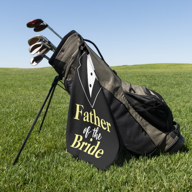 Father of the Bride Wedding Tuxedo Personalized Golf Towel (Green)