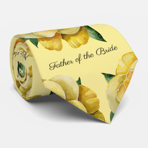 Father of the Bride Yellow Roses Neck Tie