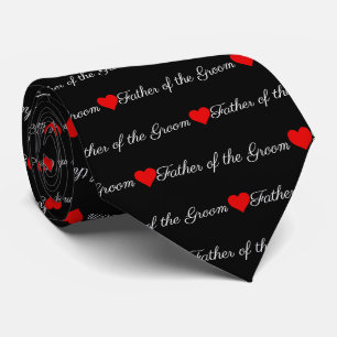 Father of the Groom Black Red Hearts Neck Tie