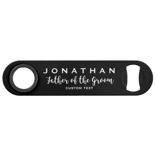 Father of the Groom Custom Wedding Favour Monogram Bar Key (Front (Horizontal))