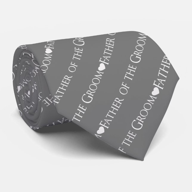 Father of the Groom Grey Wedding  Tie (Rolled)