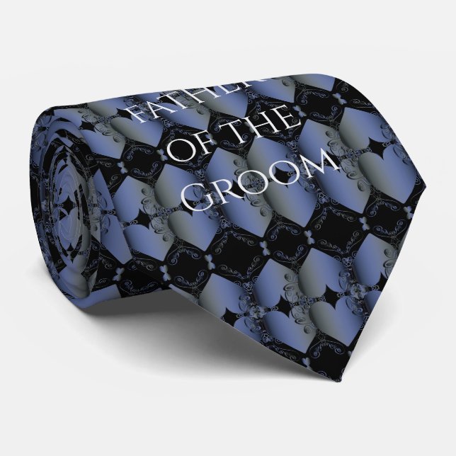 Father of the Groom Neon Blue Steampunk Wedding Tie (Rolled)