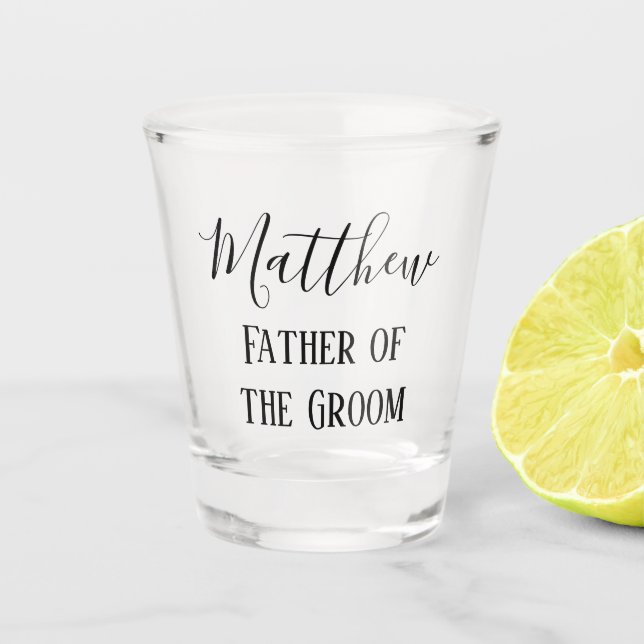 Father of the Groom Stunning Calligraphy Shot Glass (Front)