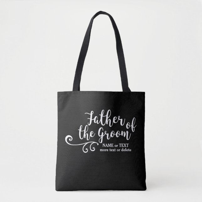 Father of the Groom Tote Bag White Modern Script (Front)