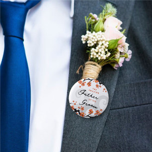 FATHER OF THE GROOM Tropical Flowers Swirl Wedding 2 Inch Round Button