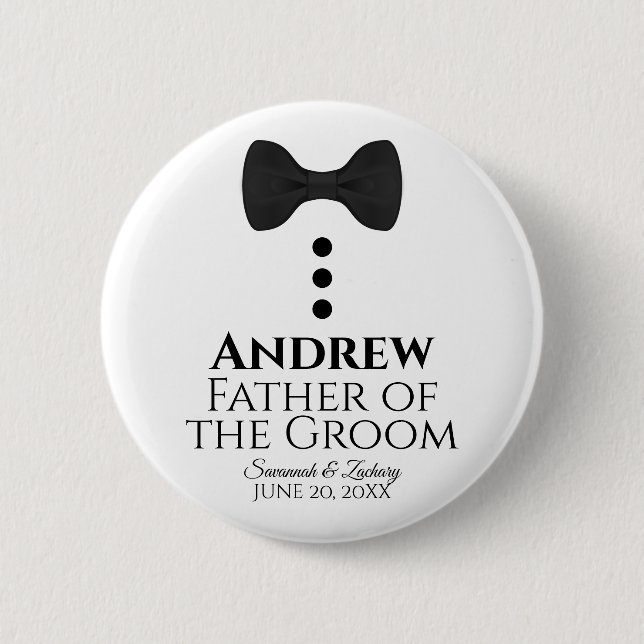Father of the Groom Wedding Button Name Tag (Front)