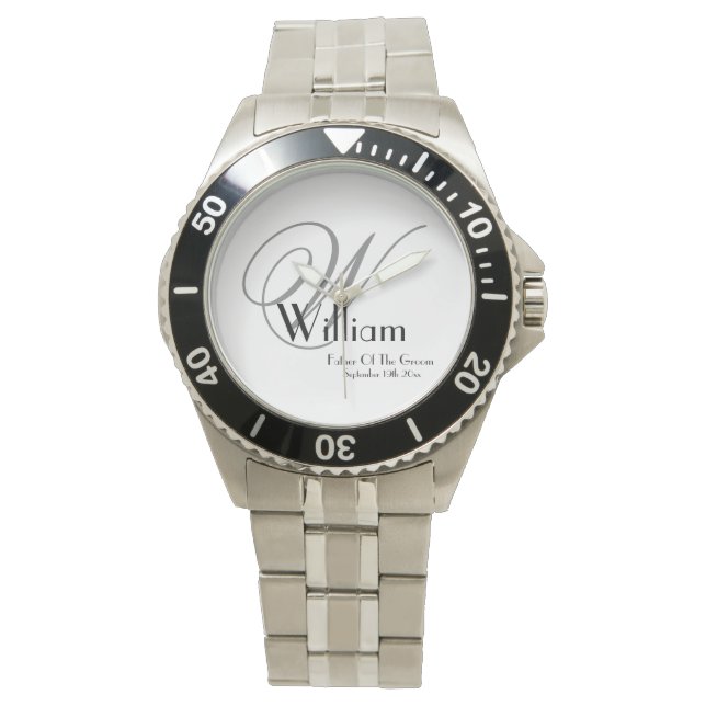 Father Of The Groom Wedding Gift Monogram Sports Watch (Front)