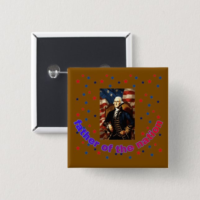 Father of the nation brown 2 inch square button (Front & Back)