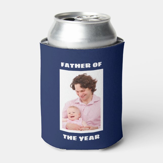 Father Of The Year Personalized Custom Photo Daddy Can Cooler (Can Front)