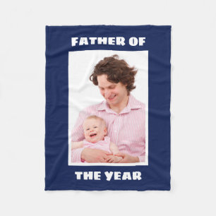 Father Of The Year Personalized Custom Photo Daddy Fleece Blanket