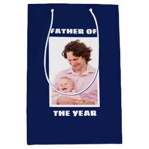 Father Of The Year Personalized Custom Photo Daddy Medium Gift Bag